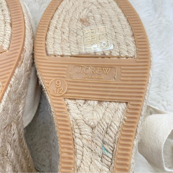J. Crew Cream Round Toe Canvas Espadrille Wedges Size 9.5 Made in Spain - Picture 14 of 15